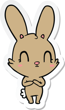 Bir insan tarafından çizilmiş şirin bir tavşanın çıkartması.