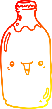 Bir insanın çizdiği süt şişesinin sıcak çizgi çizimi.