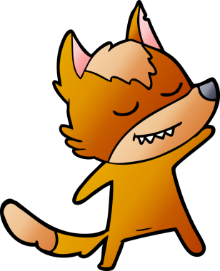 Bir insan tarafından çizilmiş tilki çizgi film karakteri