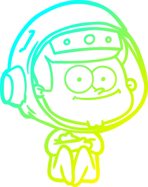 Bir insan tarafından çizilmiş mutlu bir astronot çizgi filmi.