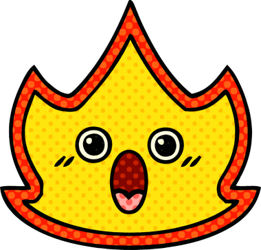 Bir insan tarafından çizilmiş çizgi roman tarzı bir ateş.