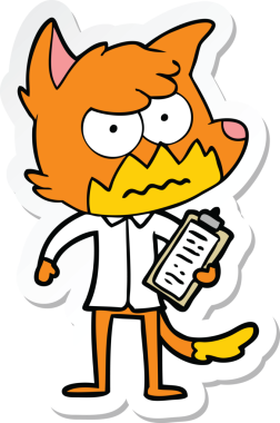 Bir insan tarafından çizilmiş, kızgın tilki çıkartması.