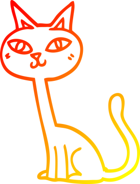 Bir insan tarafından çizilmiş çizgi film kedisinin sıcak çizgi çizimi