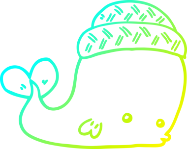 Bir insanın çizdiği şapkayı takan bir balinanın çizimi.