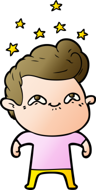 Bir insan tarafından çizilmiş heyecanlı bir çizgi film.