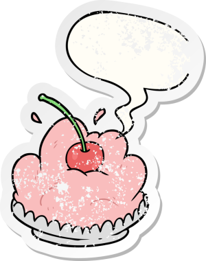 çizgi film tatlı tatlı konuşma baloncuğu sıkıntılı eski bir çıkartma bir insan tarafından çizilmiş