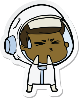 Bir insan tarafından çizilmiş astronotun çizdiği bir çizgi film çıkartması.