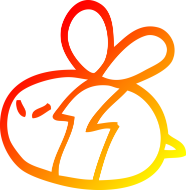 Bir insan tarafından çizilmiş karikatür arısının sıcak çizgi çizimi