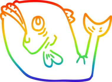 gökkuşağı gradyan çizgisi bir insan tarafından çizilmiş komik bir karikatür balığı çizimi