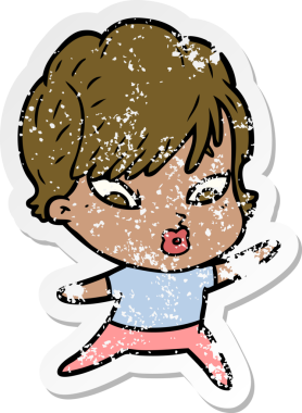 Bir insan tarafından çizilmiş karikatür bir kadının sıkıntılı çıkartması.