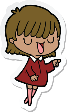 Bir insan tarafından çizilmiş bir karikatür kadının çıkartması.