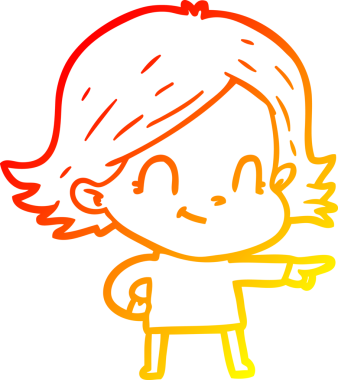 Bir insan tarafından çizilmiş, karikatür dostu bir kız çizimi.