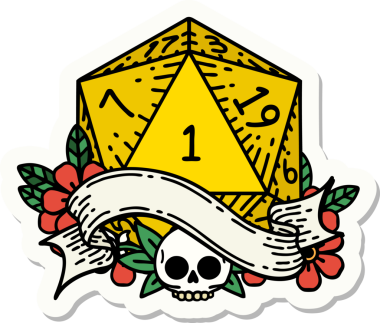 Bir insan tarafından çizilmiş doğal bir d20 zar etiketi.