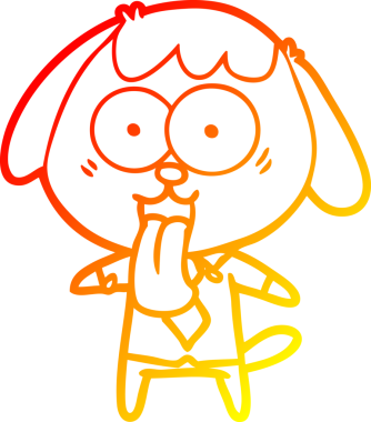 Bir insan tarafından çizilmiş ofis gömleği giyen sevimli bir köpeğin sıcak çizgi çizimi.