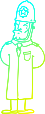 Bir insan tarafından çizilen çizgi film polisinin soğuk gradyan çizgisi.