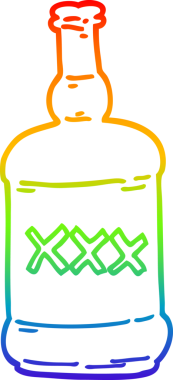 Gökkuşağı gradyan çizgi çizimi bir insan tarafından çizilmiş karikatür ruhlar şişesi