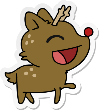 Bir insan tarafından çizilmiş şirin kırmızı burunlu ren geyiği çizimi.