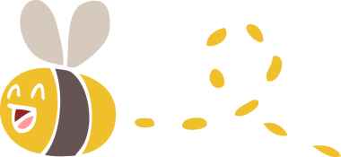 Bir insan tarafından çizilmiş düz renkli karikatür vızıldayan arı