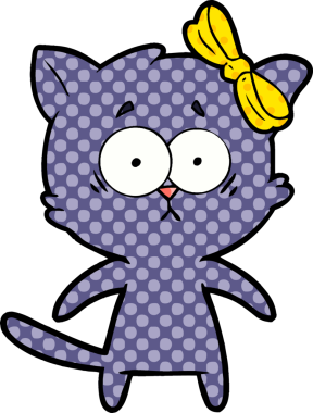 Bir insan tarafından çizilmiş çizgi film kedisi.