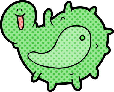 Bir insan tarafından çizilmiş karikatür mikrobu.