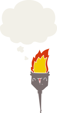 Düşünce baloncuğuyla yanan çizgi film kadehi insan tarafından çizilmiş.