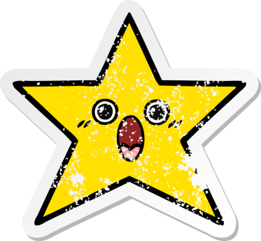 Bir insan tarafından çizilmiş tatlı bir çizgi film yıldızının sıkıntılı çıkartması.