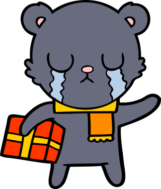 Bir insan tarafından çizilmiş ağlayan ayı karikatürü.