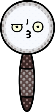 Bir insan tarafından çizilmiş bir büyüteçin çizgi roman tarzı karikatürü