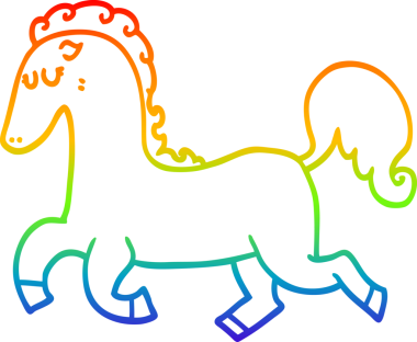 Bir insan tarafından çizilen çizgi film atının çizimi.