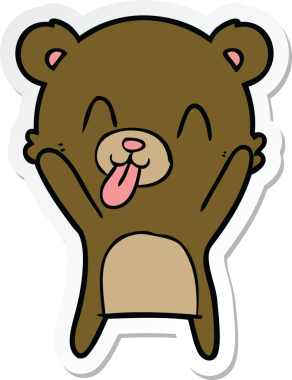 Bir insan tarafından çizilmiş kaba bir çizgi film ayısının çıkartması.