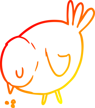 Bir insan tarafından çizilmiş bir karikatür gagalama kuşunun sıcak çizgi çizimi