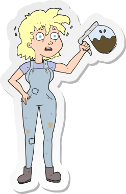 Bir insan tarafından çizilmiş çok fazla kahve karikatürü çıkartması.