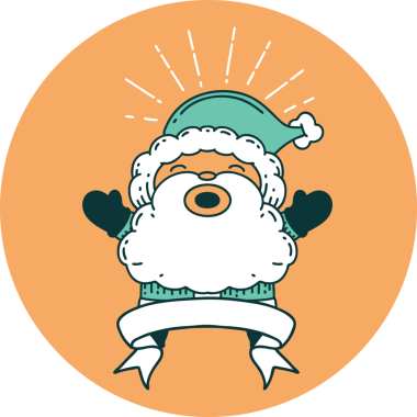 Bir insan tarafından çizilmiş dövme stili Noel Baba karakterinin simgesi