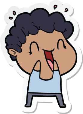 Bir insan tarafından çizilmiş mutlu bir adamın çıkartması.