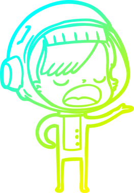 Bir insan tarafından çizilmiş bir karikatür astronot kadın çizimi.