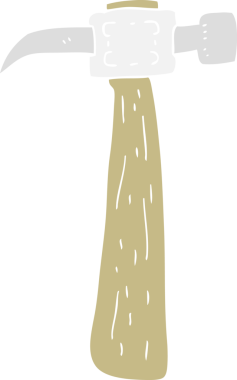 Bir insan tarafından çizilen çekicin düz renk çizimi