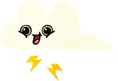 Bir insan tarafından çizilmiş bir fırtına bulutunun retro çizim tarzı karikatürü