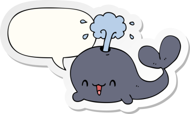 Bir insan tarafından çizilmiş konuşma balonu etiketli bir balina.