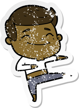 Bir insan tarafından çizilmiş mutlu bir çizgi film karakterinin sıkıntılı çıkartması.