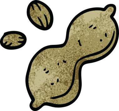 Bir insan tarafından çizilmiş karalama fıstık ve kabuk.