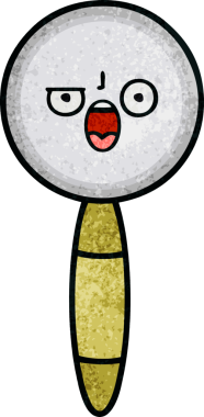 Bir insan tarafından çizilmiş bir büyüteçin retro grunge desen karikatürü