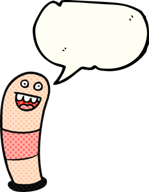 Bir insan tarafından çizilmiş karikatür solucanı.