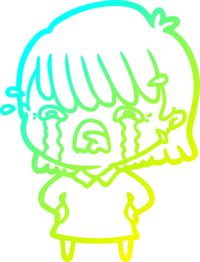 Bir insan tarafından çizilmiş ağlayan bir çizgi film kızı çizimi.