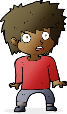 Bir insan tarafından çizilmiş korkmuş bir çocuk.