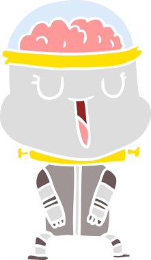 Bir insan tarafından çizilmiş mutlu düz renkli çizgi film robotu