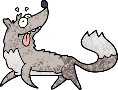 Bir insan tarafından çizilmiş aç kurt çizgi filmi.