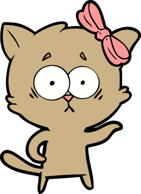 Bir insan tarafından çizilmiş çizgi film kedisi.