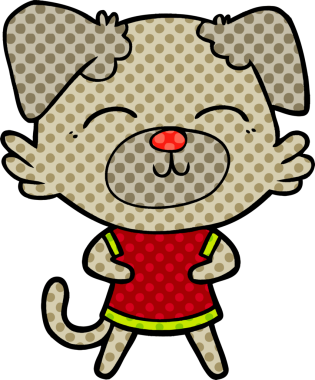 Bir insan tarafından çizilmiş çizgi film köpeği.