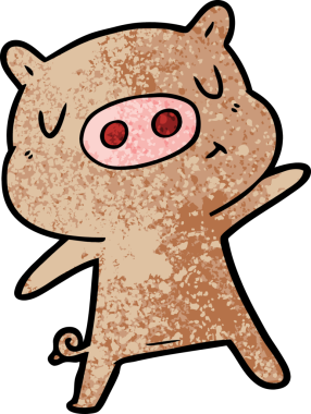 Bir insan tarafından çizilmiş çizgi film içerikli domuz.