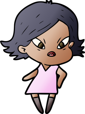 Çizgi film bir insan tarafından çizilmiş stresli kadın.